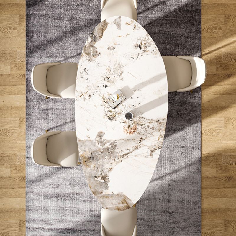 Metal Traditional Luxury Oval Dining Table Sintered Stone Table with White Legs Clearhalo ' dining_table' 'Dining Tables & Seating' 'Dining Tables' 'furn' 'furn_dining_table' 'Furniture' 'furniture_dining_table' 'Kitchen & Dining Furniture' 'kitchen&dining_furn' 'kitchen' 'kitchen_dining_table' 1200x1200_7ab08f41-6196-4c79-983e-5cf7787ff291