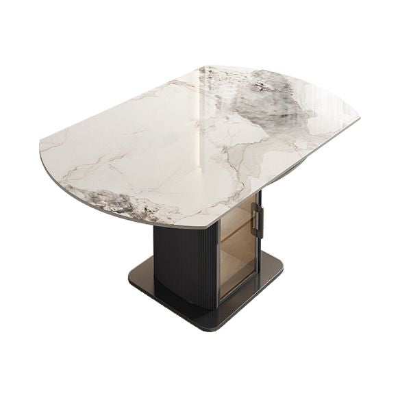 Nordic Sintered Stone Table Set of 5/7 with Round Table Foldable Dining Set with Leather Chairs Clearhalo 'Dining Room Sets' 'Dining Tables & Seating' 'dining_room_set' 'furn' 'furn_dining_room_set' 'Furniture' 'furniture_dining_room_set' 'Kitchen & Dining Furniture' 'kitchen&dining_furn' 'kitchen' 1200x1200_7ab40f8a-28fa-43cf-aec6-ea564f723a8a