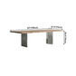 Rectangle Glam Dining Table Solid Wood Brown Fixed Table with Double Pedestal Base Clearhalo ' dining_table' 'Dining Tables & Seating' 'Dining Tables' 'Furniture' 'furniture_dining_table' 'Kitchen & Dining Furniture' 'kitchen&dining_furn' 'kitchen' 'kitchen_dining_table' 1200x1200_7ab46a33-378e-4dd1-baa5-c1d16fb77b67