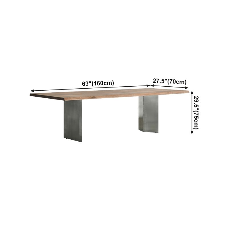 Rectangle Glam Dining Table Solid Wood Brown Fixed Table with Double Pedestal Base Clearhalo ' dining_table' 'Dining Tables & Seating' 'Dining Tables' 'Furniture' 'furniture_dining_table' 'Kitchen & Dining Furniture' 'kitchen&dining_furn' 'kitchen' 'kitchen_dining_table' 1200x1200_7ab46a33-378e-4dd1-baa5-c1d16fb77b67