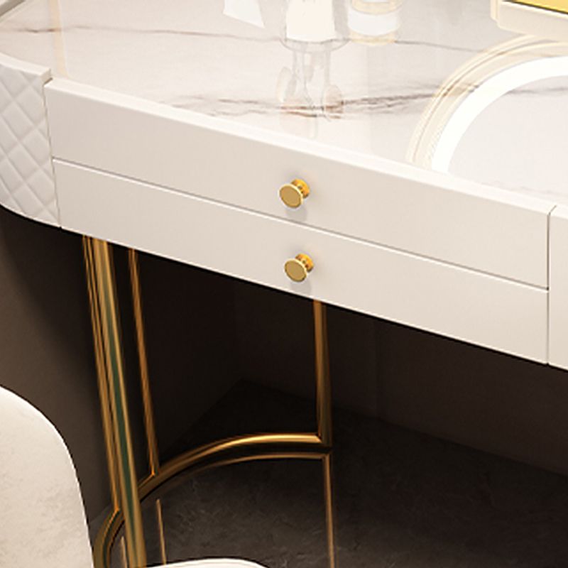 Escritorio de tocador de maquillaje de madera glamoroso con cajón, juego de tocador gris/blanco