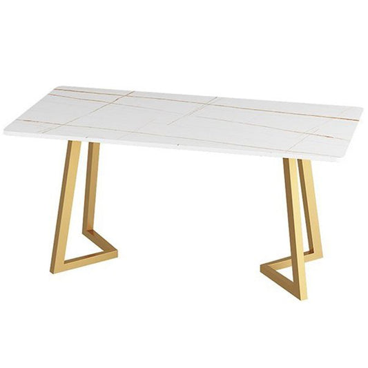 Rectangle Glam Style Dining Table Double Pedestal Table with Sintered Stone Clearhalo ' dining_table' 'Dining Tables & Seating' 'Dining Tables' 'furn' 'furn_dining_table' 'Furniture' 'furniture_dining_table' 'Kitchen & Dining Furniture' 'kitchen&dining_furn' 'kitchen' 'kitchen_dining_table' 1200x1200_7ab5c78a-2b9e-47c8-a96f-9c83ee851a9e