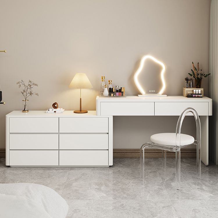 Contemporary Cream Wooden Make up Dressing and Stool with Drawers