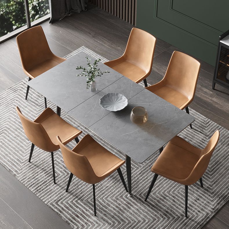 51.18''L Minimalist Sintered Stone Table Rectangle Extendable Dining Table for Kitchen Clearhalo ' dining_table' 'Dining Tables & Seating' 'Dining Tables' 'furn' 'furn_dining_table' 'Furniture' 'furniture_dining_table' 'Kitchen & Dining Furniture' 'kitchen&dining_furn' 'kitchen' 'kitchen_dining_table' 1200x1200_7ab84e11-5419-47b0-ae62-111d022539c9