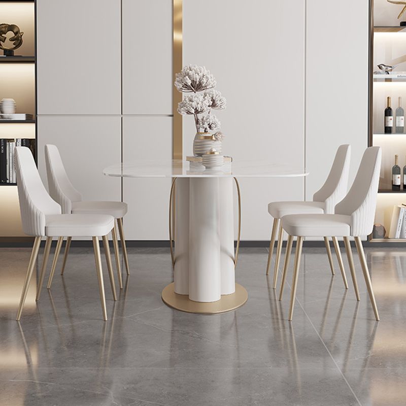 Modern Kitchen Dining Room Set Standard Height with Sintered Stone Top and Pedestal Base Table Set Clearhalo 'Dining Room Sets' 'Dining Tables & Seating' 'dining_room_set' 'furn' 'furn_dining_room_set' 'Furniture' 'furniture_dining_room_set' 'Kitchen & Dining Furniture' 'kitchen&dining_furn' 'kitchen' 1200x1200_7ab87c0c-afb5-4704-8827-ae1b58fc9928