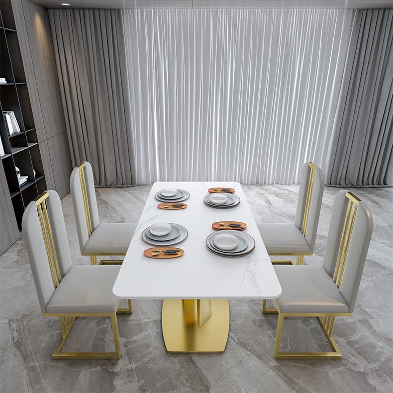 Sintered Stone Dining Table Traditional Luxury Pedestal Table with Gold Frame Clearhalo ' dining_table' 'Dining Tables & Seating' 'Dining Tables' 'furn' 'furn_dining_table' 'Furniture' 'furniture_dining_table' 'Kitchen & Dining Furniture' 'kitchen&dining_furn' 'kitchen' 'kitchen_dining_table' 1200x1200_7abf63a8-5fae-4983-b577-84123091f7c3