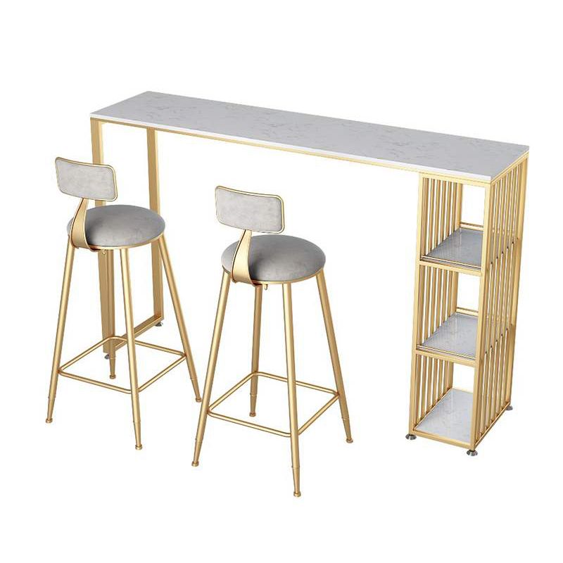 Glam Rectangle Pub Table 3-shelf Faux Marble Bar Height Table with Metal Base Clearhalo 'Bar Furniture' 'Bar Tables' 'bar_tables' 'furn' 'furn_bar_tables' 'Furniture' 'Kitchen & Dining Furniture' 1200x1200_7ac18b26-5282-42ee-8755-0f84e0e88129