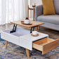 Retangular Natural Wood 4 Legs Coffee Table 1 Single Modern Cocktail Table with Drawers
