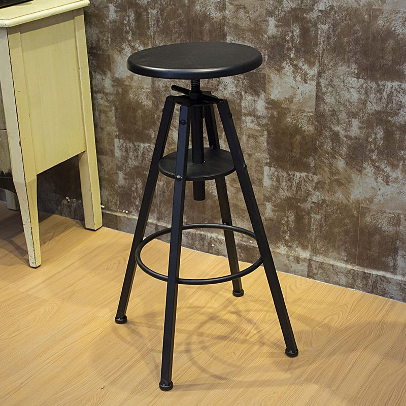 Height Adjustable Metal Barstools Industrial Style Backless Counter Stools Black Clearhalo 'Bar Furniture' 'Bar Stools' 'bar_stools' 'furniture_bar_stools' 'Kitchen & Dining Furniture' 'kitchen&dining_furn' 'kitchen' 'kitchen_furn' Furniture' 1200x1200_7ac2a707-eb04-49bd-9c22-fdd2751f650e