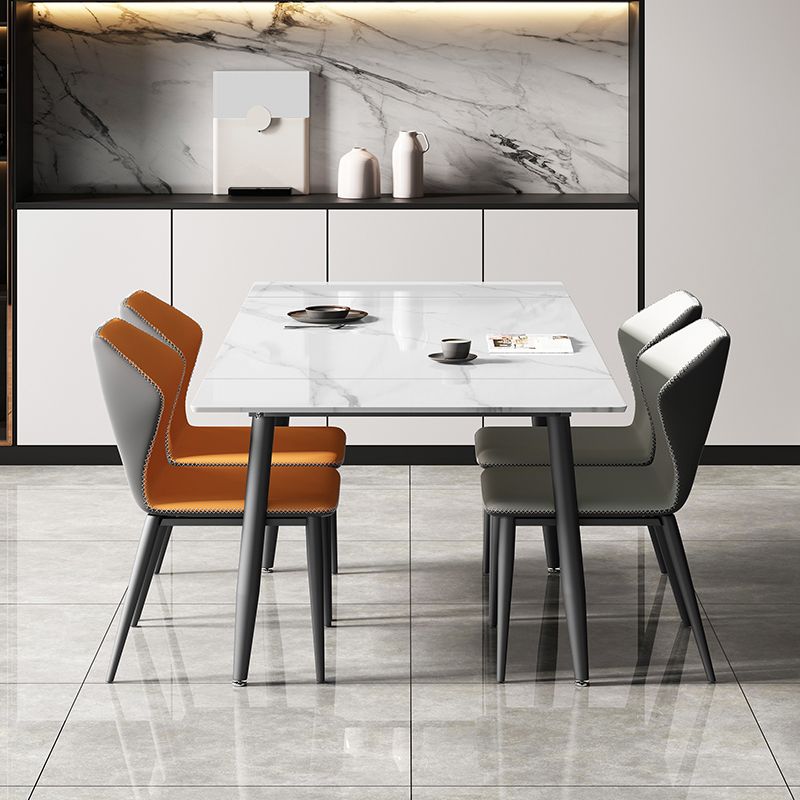 Modern Style White Dining Table Rectangle Sintered Stone Drop-Leaf Dining Table with 4 Legs Clearhalo ' dining_table' 'Dining Tables & Seating' 'Dining Tables' 'furn' 'furn_dining_table' 'Furniture' 'furniture_dining_table' 'Kitchen & Dining Furniture' 'kitchen&dining_furn' 'kitchen' 'kitchen_dining_table' 1200x1200_7ac334d1-439f-45ec-8f24-1f7d193df859