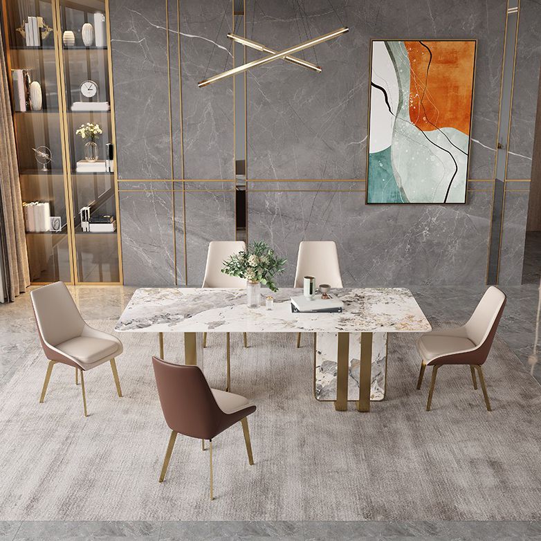 Glam Dining Table Set 1/2/3/5/7 Pcs Sintered Stone Dining Table with Upholstered Chairs Clearhalo 'Dining Room Sets' 'Dining Tables & Seating' 'dining_room_set' 'furn' 'furn_dining_room_set' 'Furniture' 'Kitchen & Dining Furniture' 1200x1200_7ac4e5be-94ec-4c50-a936-07282054da77