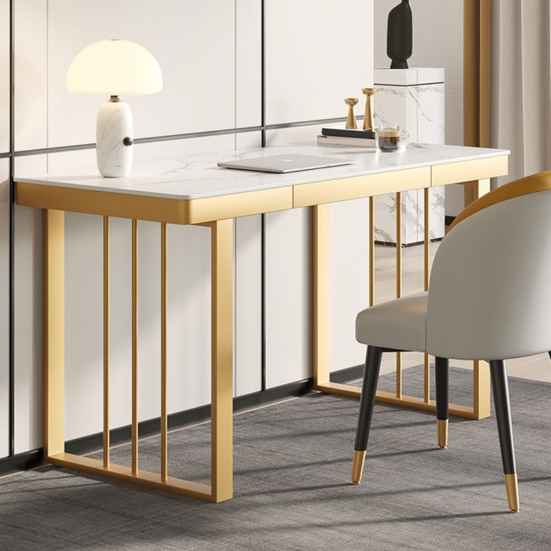 Glam 29.5"H Office Desk Sled Rectangular Writing Desk for Dormitory Clearhalo 'furn' 'furn_office_desk' 'Furniture' 'Office Desks' 'Office Furniture' 'office_desk' 1200x1200_7ac516ed-ee48-4c8f-b1c7-1c6ba6873f39