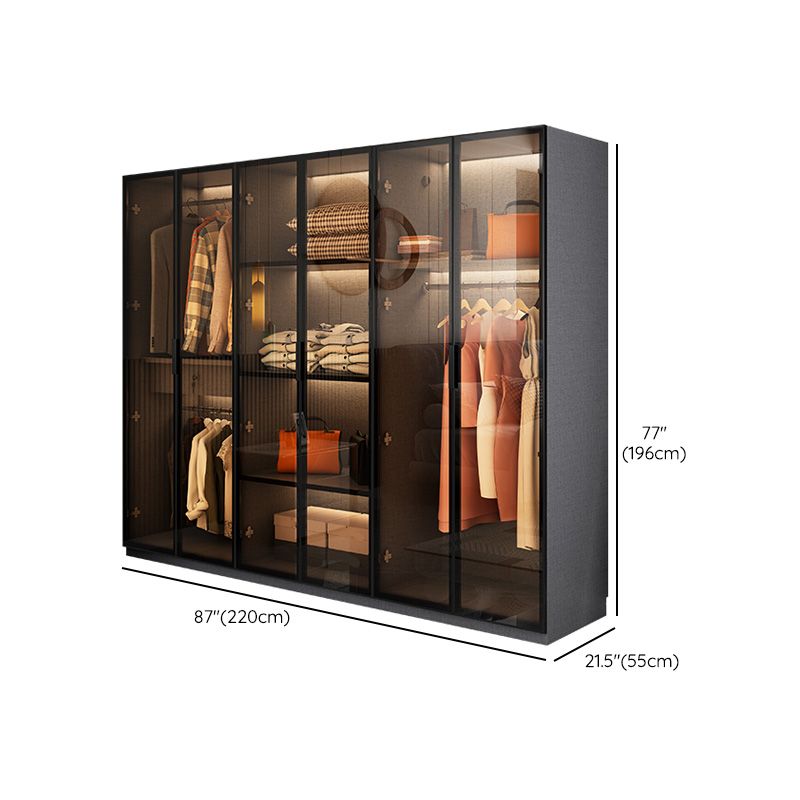 Modern Glass Wardrobe Cloth Rod Included Wardrobe Closet without Light Clearhalo 'Armoires & Wardrobes' 'armoires_wardrobes' 'Bedroom Furniture' 'furn' 'furn_armoires_wardrobes' 'Furniture' 1200x1200_7ac81f54-14d2-45df-969f-801f95c09596