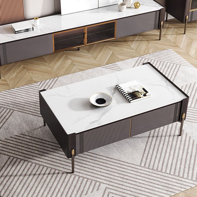 28" Wide Contemporary Cocktail Table White 4 Legs Stone Coffee Table Clearhalo 'Coffee & Accent Tables' 'Coffee Tables' 'coffee_tables' 'furn' 'furn_coffee_tables' 'Furniture' 'Living Room Furniture' 1200x1200_7ac9f311-1dfe-4d1f-b0fe-18f598f136d6