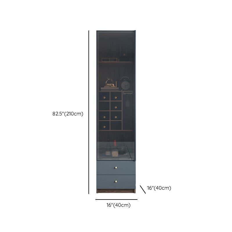 Scandinavian Faux Wood Storage Cabinet Black Glass Doors Display Cabinet for Bedroom Clearhalo 'Display & China Cabinets' 'display_china_cabinets' 'furn' 'furn_display_china_cabinets' 'Furniture' 'Kitchen & Dining Furniture' 1200x1200_7aca59d3-78eb-45c2-986f-70e261c478c9