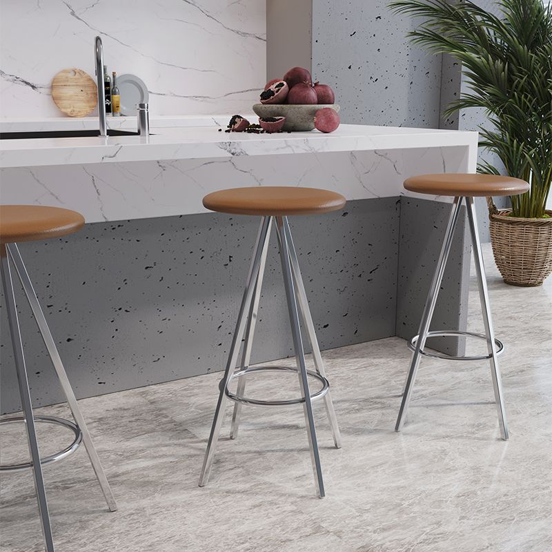 Industrial Style Barstools Leather Seats Metal 3 Legs Counter Stools for Dining Room Clearhalo 'Bar Furniture' 'Bar Stools' 'bar_stools' 'furn' 'furn_bar_stools' 'Furniture' 'furniture_bar_stools' 'Kitchen & Dining Furniture' 1200x1200_7acd43f2-c6c2-4c34-9a0c-3083652b6e6c