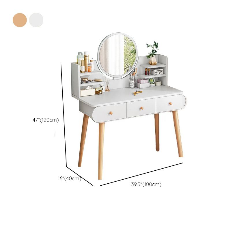 Scandinavian 28.7" Height Wooden Table Make-up Vanity with Mirror