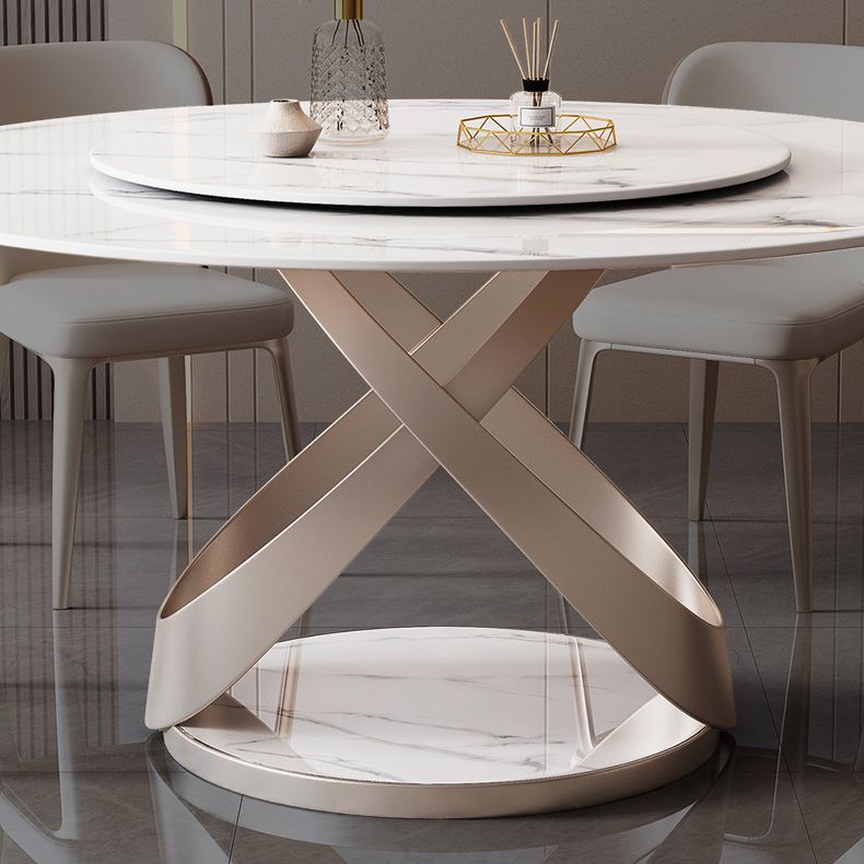Ensemble de salle à manger en cuir moderne, Table et chaises rondes 1/4/5/7 pièces