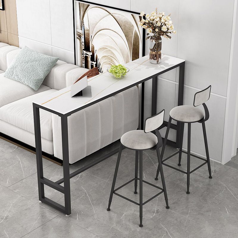Table de bar à base de tréteau Table de bar en pierre frittée rectangulaire moderne