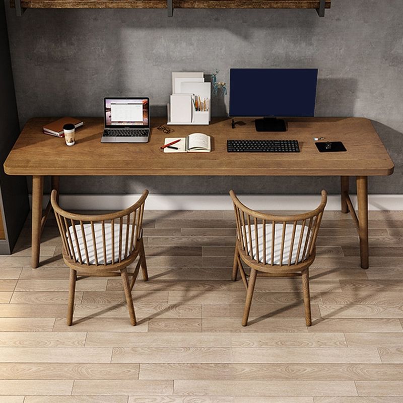 Solid Wood Rectangle Writing Desk Modern 29.53" Tall Office Desk with H-Base Clearhalo 'furn' 'furn_office_desk' 'Furniture' 'Office Desks' 'Office Furniture' 'office_desk' 1200x1200_7ad1dca2-2bcb-45ef-8a17-6f1697fb59e0