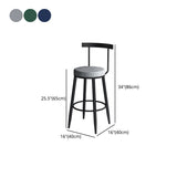 Modern Armless Backrest Counter Stool Iron Cafe Bar Stool with Velvet Cushion Clearhalo 'Bar Furniture' 'Bar Stools' 'bar_stools' 'furn' 'furn_bar_stools' 'Furniture' 'furniture_bar_stools' 'Kitchen & Dining Furniture' 1200x1200_7ad28723-be84-42d4-856c-54d0e716d7ff
