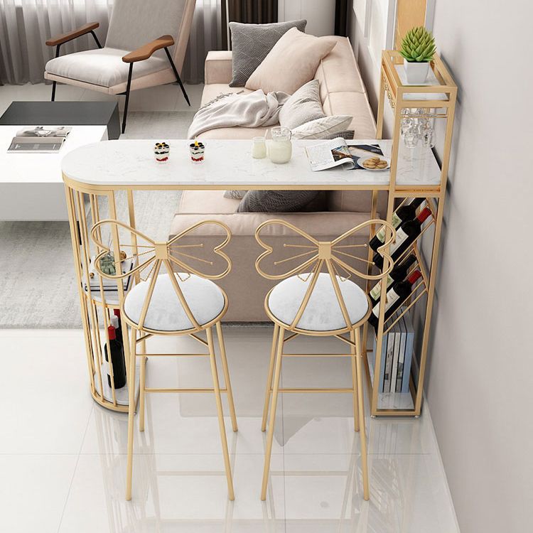 Nordic Glam Rectangle Bar Counter Table Sintered Stone Dining Table with Metal Legs Clearhalo 'Bar Furniture' 'Bar Tables' 'bar_tables' 'furn' 'furn_bar_tables' 'Furniture' 'furniture_bar_tables' 'Kitchen & Dining Furniture' 1200x1200_7ad36cfa-b647-446e-be98-3fe45bd2e69d