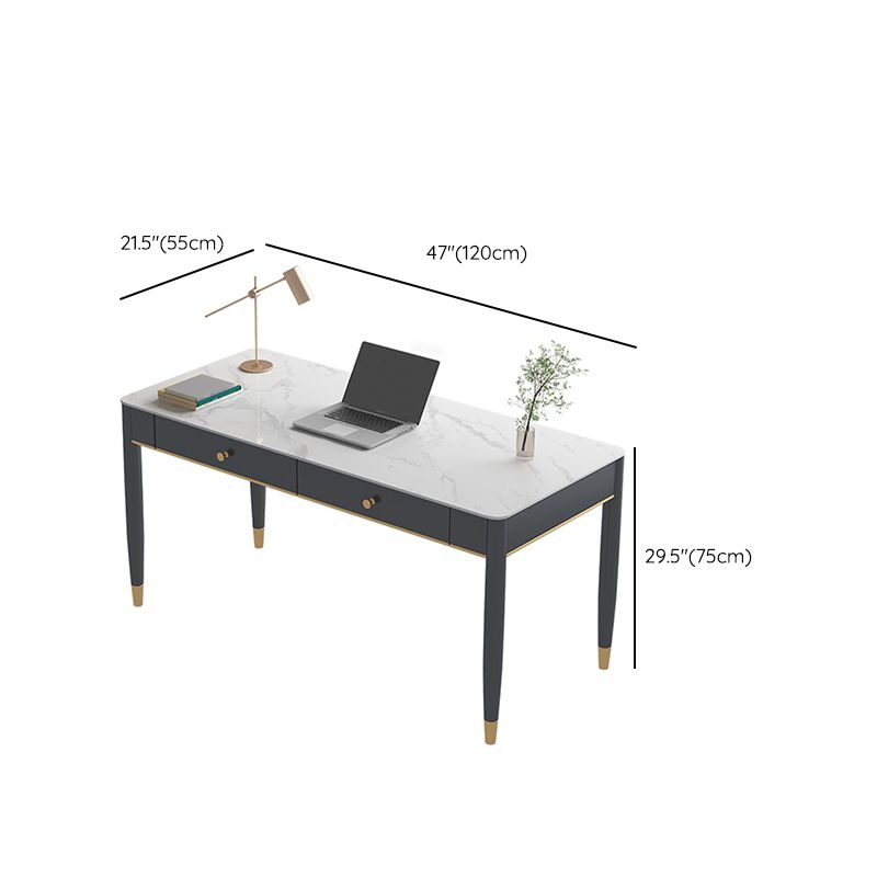 White and Black Writing Desk Rectangular Shaped Office Desk with 1/2 Drawers Clearhalo 'furn' 'furn_office_desk' 'Furniture' 'Office Desks' 'Office Furniture' 'office_desk' 1200x1200_7ad3ea84-c5dc-439e-b727-b311162228e5