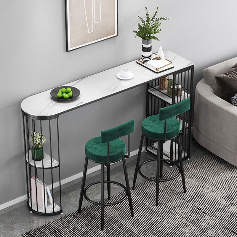 Modern Sintered Stone Bar Table Metal Base Dining Table with Storage Shelves Clearhalo 'Bar Furniture' 'Bar Tables' 'bar_tables' 'furn' 'furn_bar_tables' 'Furniture' 'Kitchen & Dining Furniture' 1200x1200_7ad4b07d-46fa-4a64-bb77-d82d48b31321