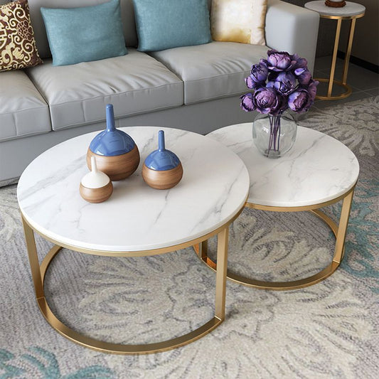 Slate Round Coffee Table Frame 2 Piece Nesting Tables for Living Room Clearhalo 'Coffee & Accent Tables' 'Coffee Tables' 'coffee_tables' 'furn' 'furn_coffee_tables' 'Furniture' 'Living Room Furniture' 1200x1200_7ad579c0-72d3-4024-838e-8751aa4ec3ee