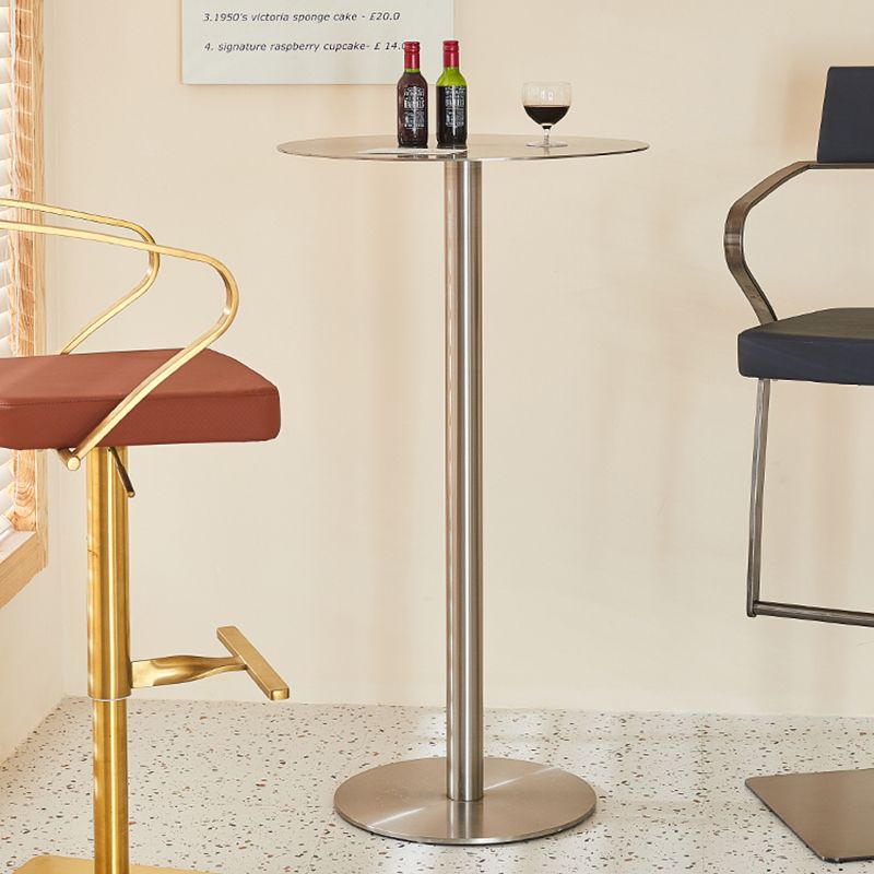 Table de salle à manger ronde en acier inoxydable, table de bar sur pied extérieur-intérieur