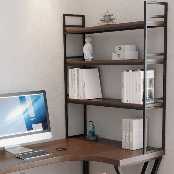 L-Shape Right Corner Desk Modern & Contemporary Brown Writing Desk with Shelf Clearhalo 'furn' 'furn_office_desk' 'Furniture' 'Office Desks' 'Office Furniture' 'office_desk' 1200x1200_7adbf046-36d3-49f4-87d4-a19d24a14f74