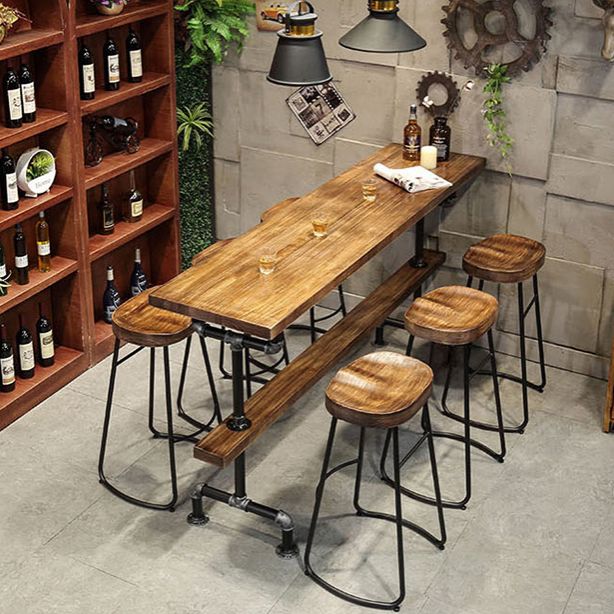 Wood Top Water Pipe Frame Counter Table Industrial 42-inch Height Table for Dinning Room Clearhalo 'Bar Furniture' 'Bar Tables' 'bar_tables' 'furn' 'furn_bar_tables' 'Furniture' 'furniture_bar_tables' 'Kitchen & Dining Furniture' 1200x1200_7add158b-b210-48e3-bb6b-b2d0b97132ea
