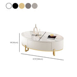 4 gambe tavolino da caffè in ardesia ovale tavolo da cocktail con cassetto