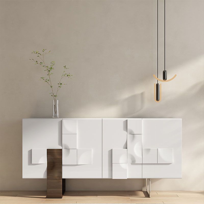 Wood Modern Living Room 35.4" Tall Accent Cabinet with Doors