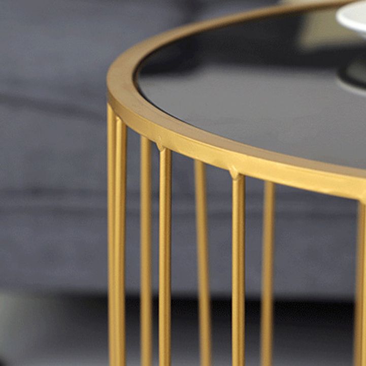 Contemporary Round Top Cocktail Table with Frame Base in Iron Clearhalo 'Coffee & Accent Tables' 'Coffee Tables' 'coffee_tables' 'furn' 'furn_coffee_tables' 'Furniture' 'Living Room Furniture' 1200x1200_7ae0b173-336a-46c1-a750-e3815aa76797