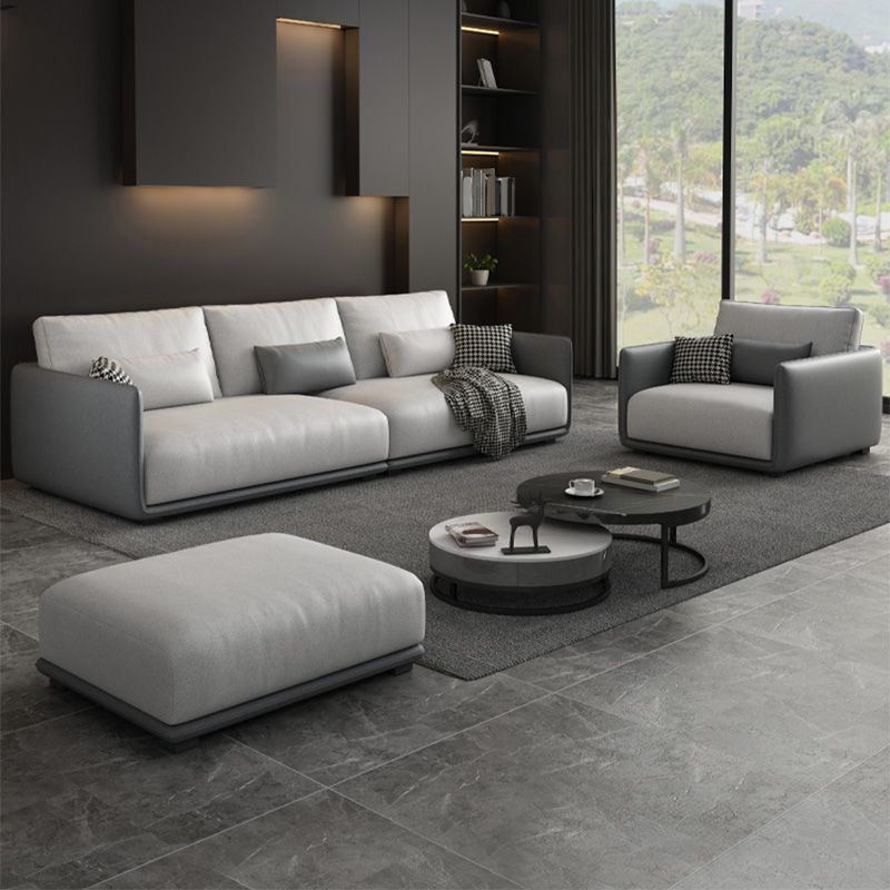 Modern Cream Faux Leather Straight Arm Sofa/Sectionals with water proof for Living Room