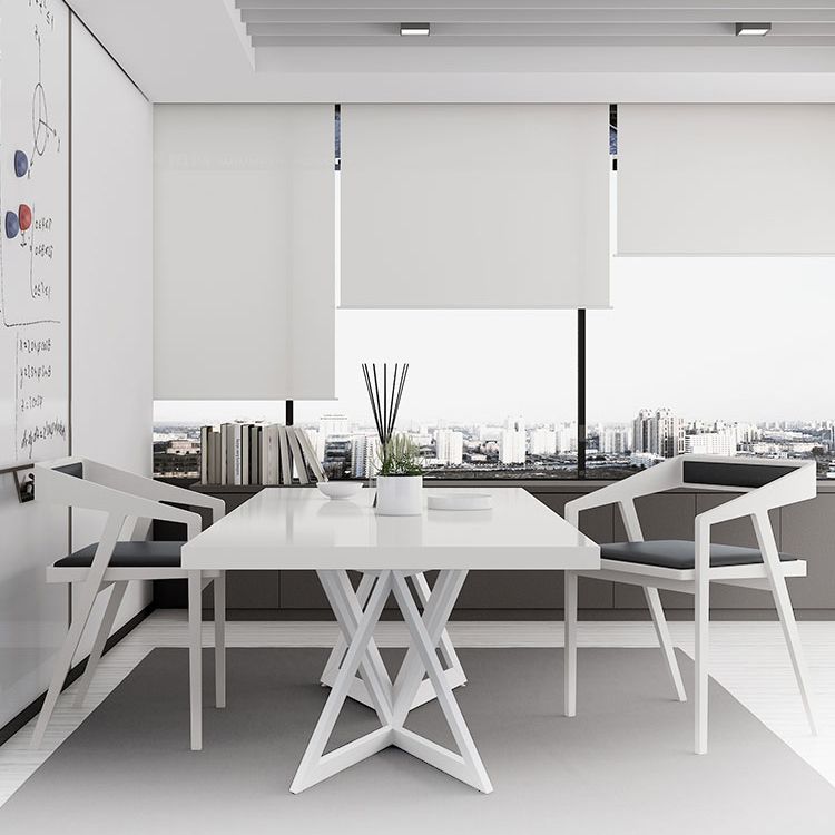 Tavolo in metallo e legno moderno in stile moderno famiglia tavolo da pranzo rettangolare