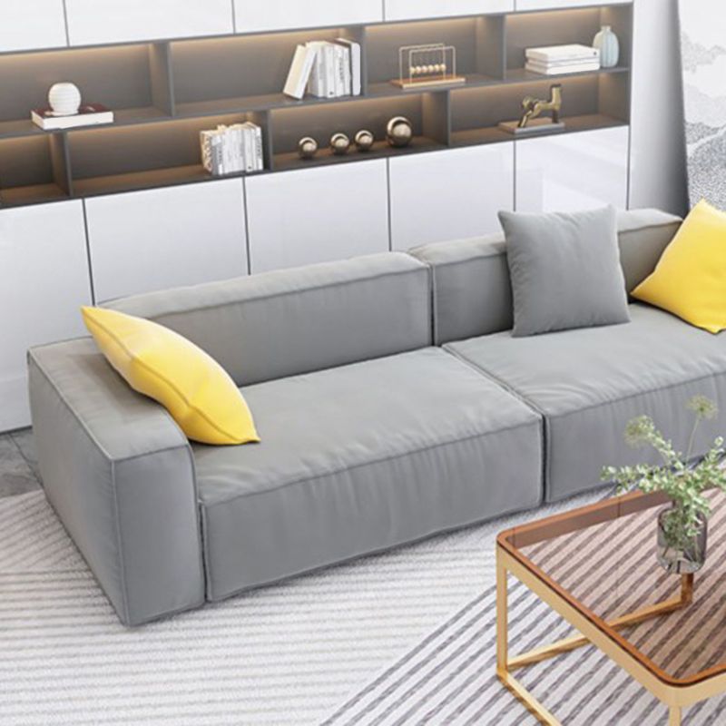 Gray Contemporary Standard Sofa Square Arm Sofa for Living Room, Apartment