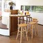 Contemporary Backless Bar Stools Solid Wood Dining Stool with Footrest