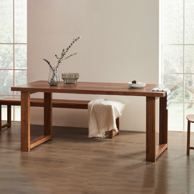 Minimalist Wood Rectangle Shape Dining Table Standard Kitchen Dining Table with Double Pedestal Base Clearhalo ' dining_table' 'Dining Tables & Seating' 'Dining Tables' 'furn' 'furn_dining_table' 'Furniture' 'furniture_dining_table' 'Kitchen & Dining Furniture' 'kitchen&dining_furn' 'kitchen' 'kitchen_dining_table' 1200x1200_7ae8ae8b-062a-4b35-abf0-150000f30582