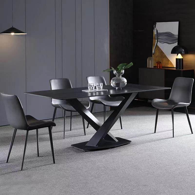 Industrial Kitchen Standard Dining Table Sintered Stone Dining Table with Pedestal Base Clearhalo ' dining_table' 'Dining Tables & Seating' 'Dining Tables' 'furn' 'furn_dining_table' 'Furniture' 'furniture_dining_table' 'Kitchen & Dining Furniture' 'kitchen&dining_furn' 'kitchen' 'kitchen_dining_table' 1200x1200_7aea1197-97f8-4c44-acf2-4a370bbfe0ca