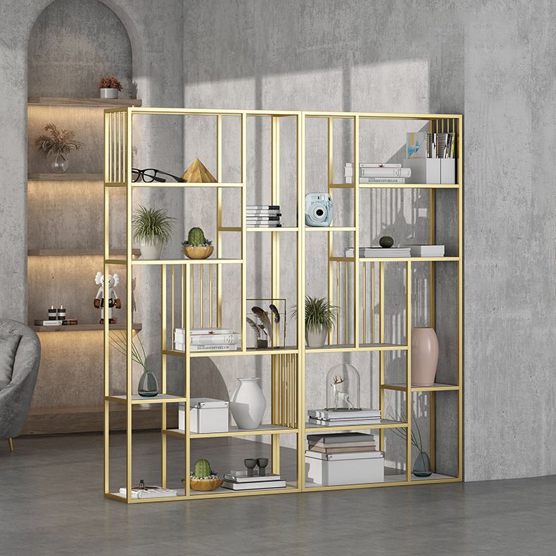 Modern Metal Bookcase with Rectangular Shelves Etagere Bookshelf , 9.8" W X 78.7" H