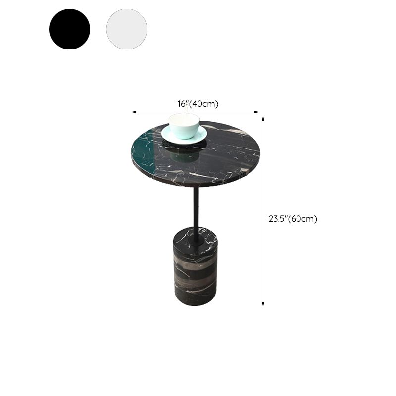 15.74" Wide Round Side Accent Table Marble Top Pedestal End Table