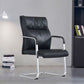 Fauteuil contemporain à accoudoirs fixes sans roues, chaise à dossier haut en cuir noir