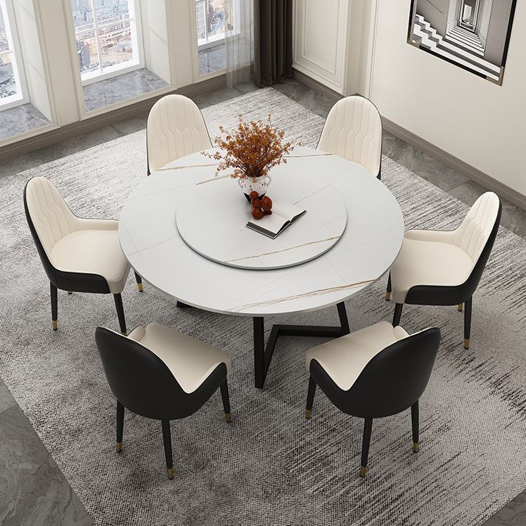 Round Double Pedestal Table Simplicity Style Dining Site Table with Turntable Clearhalo 'Dining Tables & Seating' 'Dining Tables' 'dining_table' 'furn' 'furn_dining_table' 'Furniture' 'Kitchen & Dining Furniture' 1200x1200_7aeeaab7-dd36-4c18-a02c-e612ae18dcb5