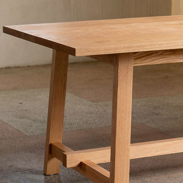 Modern Rectangular Light Brown Solid Wood Dining Table with Trestle Clearhalo 'Dining Tables & Seating' 'Dining Tables' 'dining_table' 'furn' 'furn_dining_table' 'Furniture' 'Kitchen & Dining Furniture' 1200x1200_7af1c2e0-1447-4d17-b2f2-da7dbe78b7d4