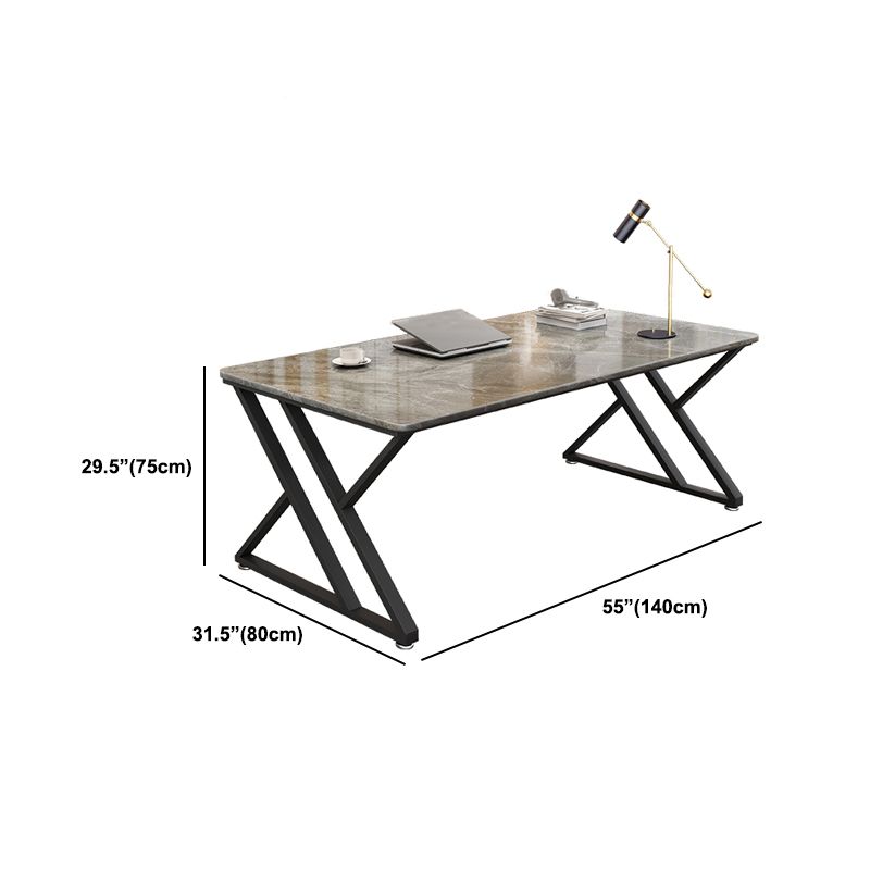 Industrial Stone Office Desk Sled Rectangular Writing Desk for Home