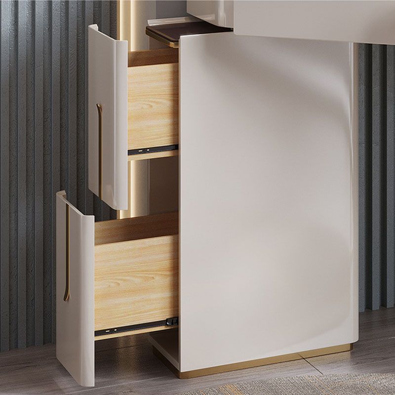 Vanity di trucco bianco con 4 cassetti di stoccaggio da 29,52 "largo vetro