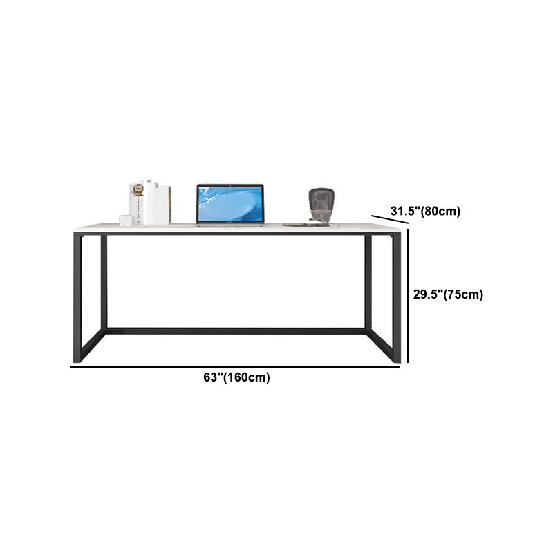 Marble H-Shape Writing Desk Mirrored with Black Metal Legs Home or Office Desk Clearhalo 'furn' 'furn_office_desk' 'Furniture' 'Office Desks' 'Office Furniture' 'office_desk' 1200x1200_7af552a6-2cc1-4bea-951e-427184699bcd