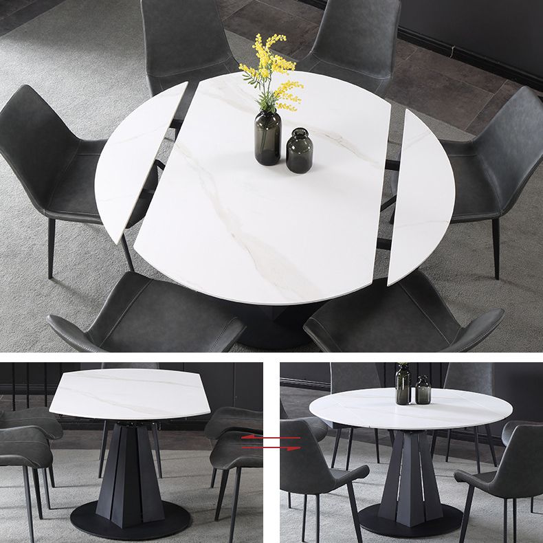 Modern Extendable Stone Dining Table Steel Base Dinner Table for Home Clearhalo 'Dining Tables & Seating' 'Dining Tables' 'dining_table' 'furn' 'furn_dining_table' 'Furniture' 'Kitchen & Dining Furniture' 1200x1200_7af736fb-f9cd-4e4d-96aa-335a564bb378